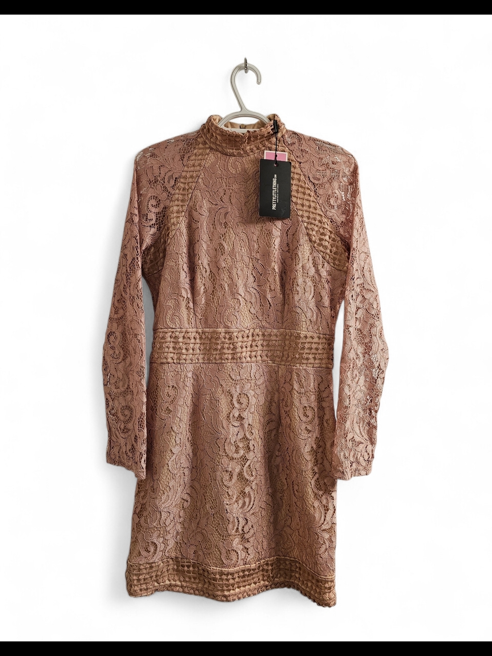 Pretty Little Thing Dusty Rose Lace Long Sleeve Dress